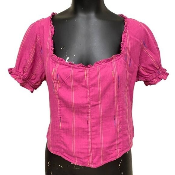 NEW Free People Seratonin Corset Style Top in Raspberry Sherbet Size Large - Picture 2 of 8